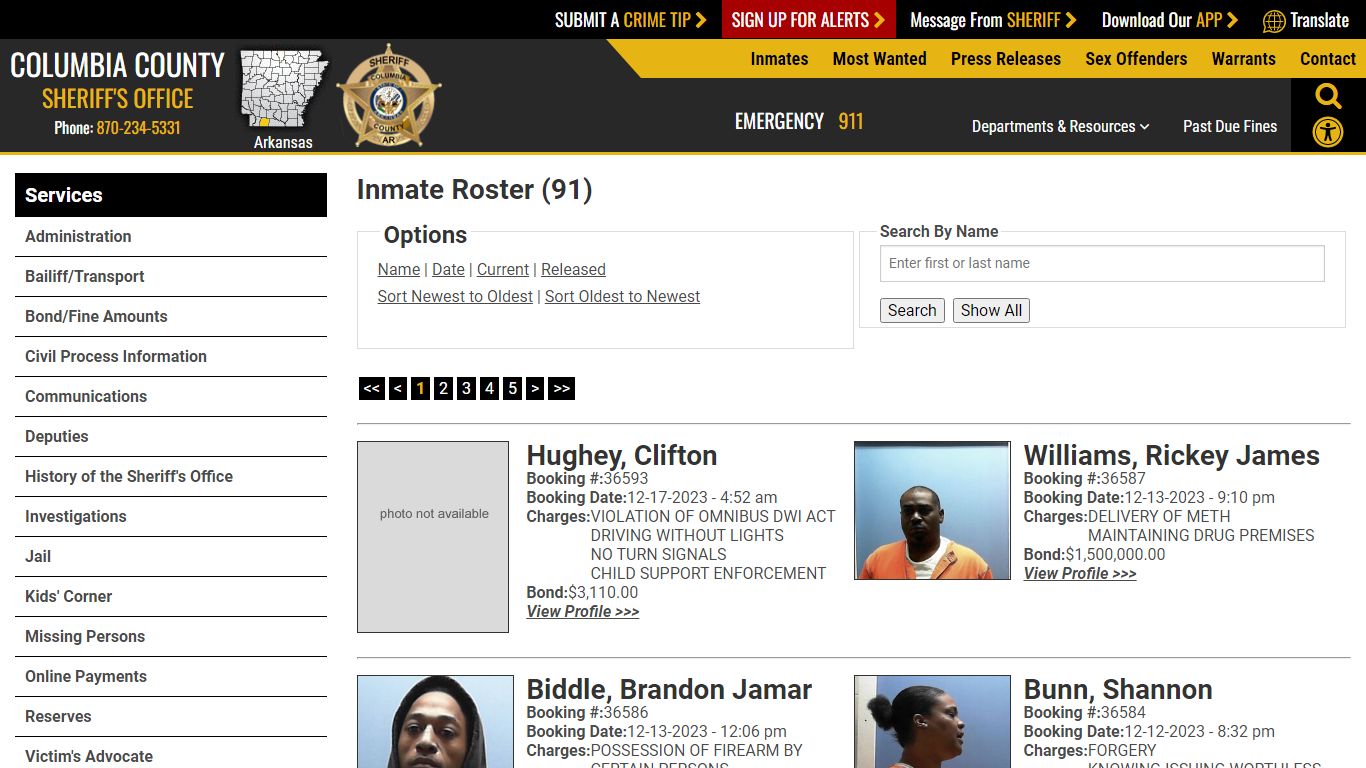 Inmate Roster (91) - Columbia County Sheriff AR